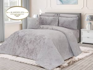 رو تختی مخمل ژاکارد کاردلن مدلsky-grey